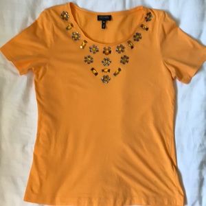 Escada Sport orange cotton embellished t shirt